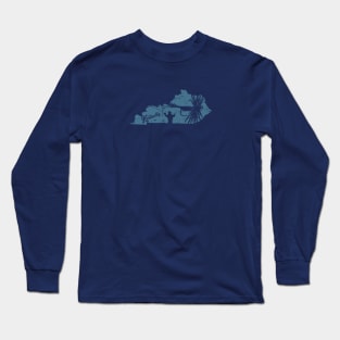 Kentucky Distressed Fly Fishing State Map Long Sleeve T-Shirt